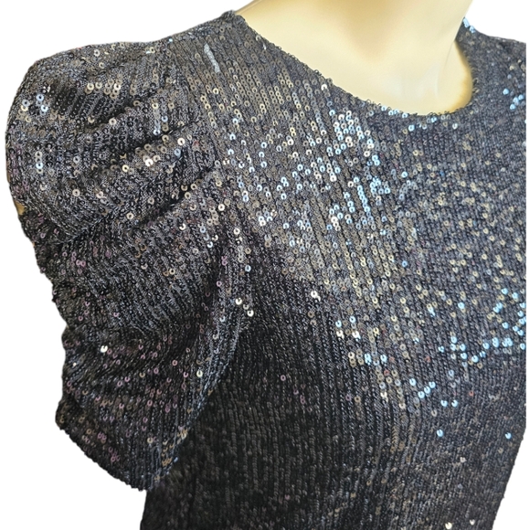 Rack Zoe black sequins puff sleeve blouse. XS - Picture 2 of 5